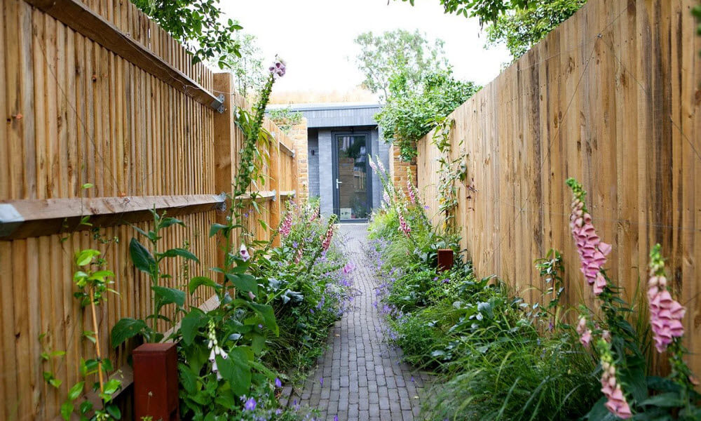 once through the hidden door it is up the path towards the eco-home