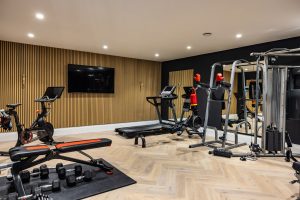 Home gym inside luxury SIPs self build house in the Cotswolds