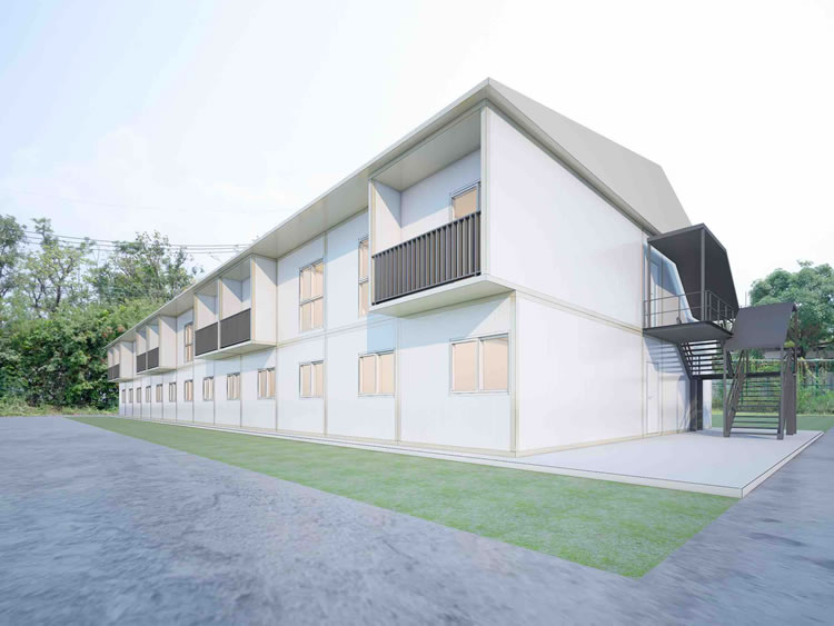 Looking towards this modular building